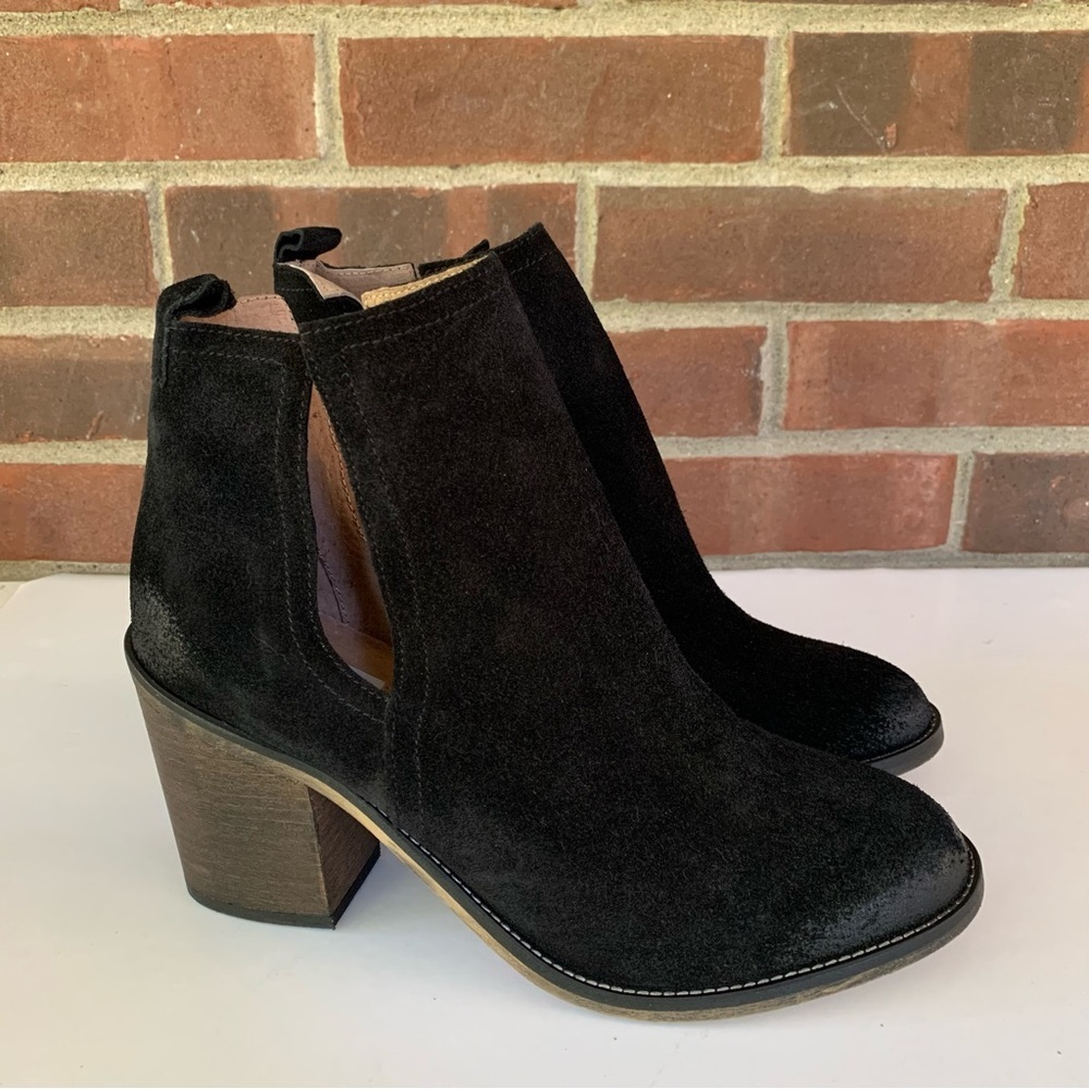 Steve Madden Womens Scout Black Suede Block Heel Ankle Boots US 10 M MINT